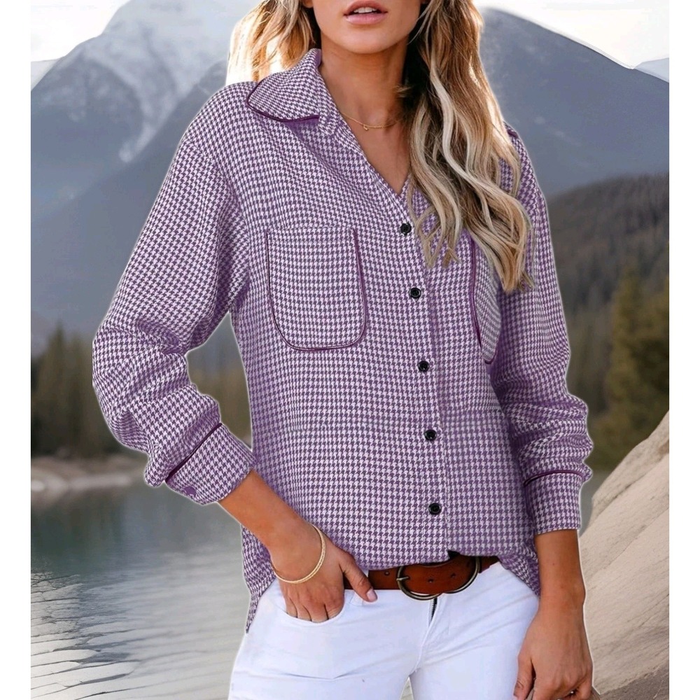 Stylish Women's Loose Long Sleeve Front Button‎ Closure Shacket SZ: SMALL NWOT